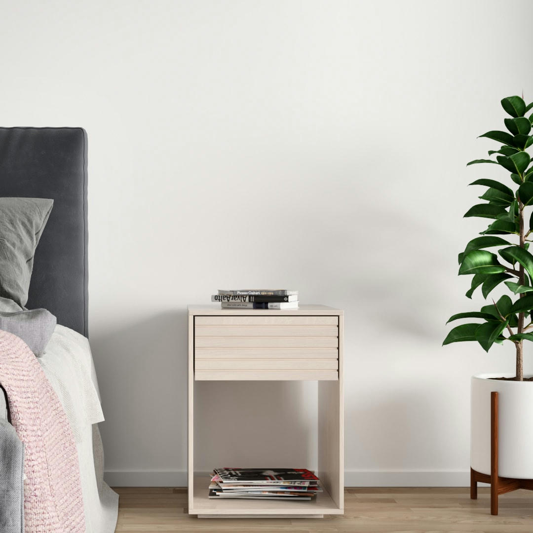 EMMA - Table de chevet en bouleau massif blanc