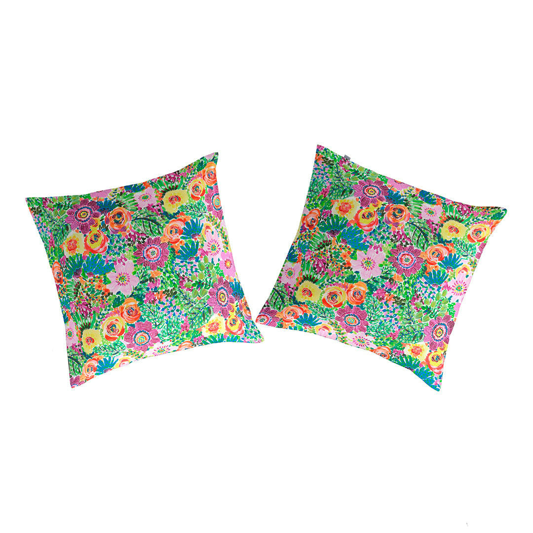 LOLA TO - 2 Taies d'oreiller en coton 65x65 cm multicolore