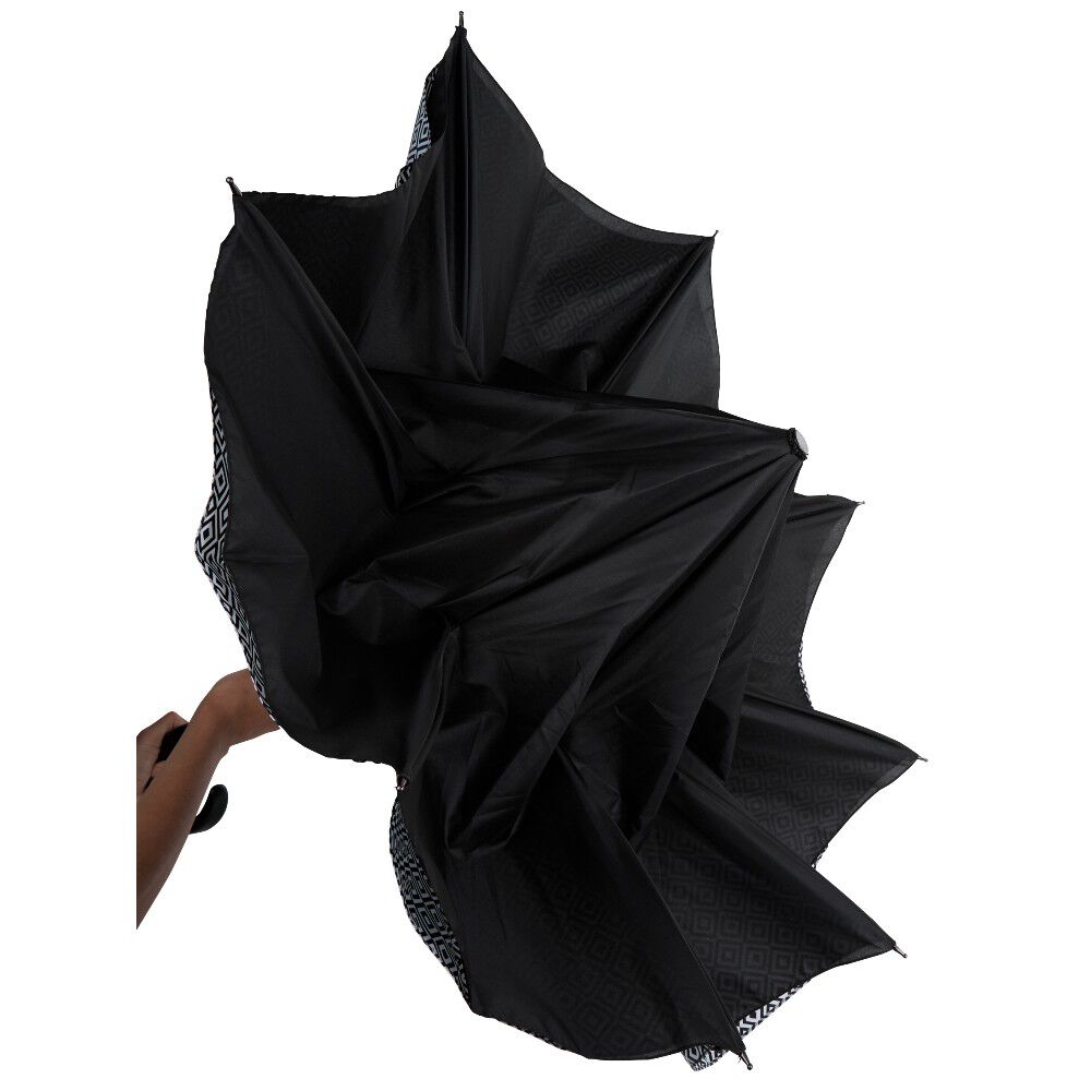 Parapluie inversé à motifs blancs et noirs
