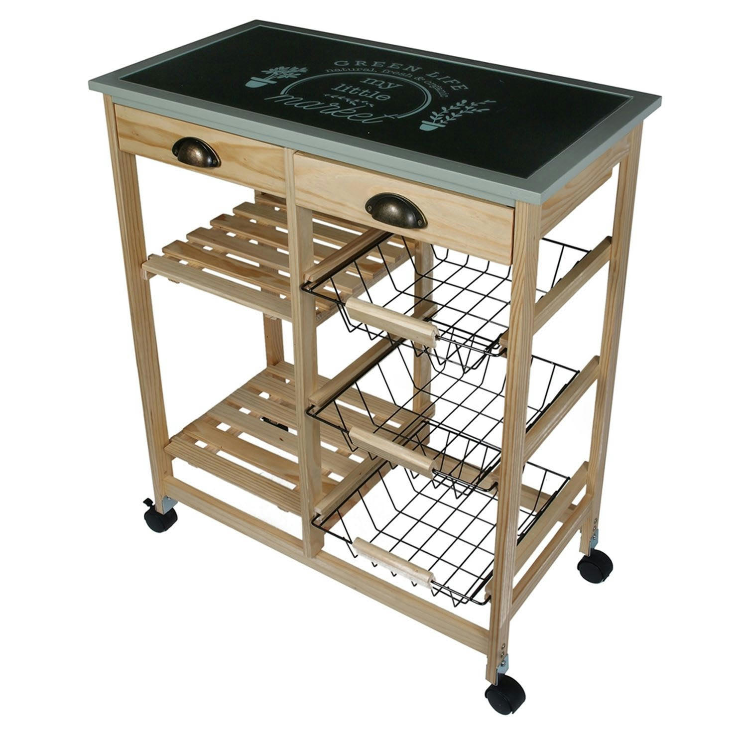 - Desserte à roulettes l. 81 x h. 67 cm marron