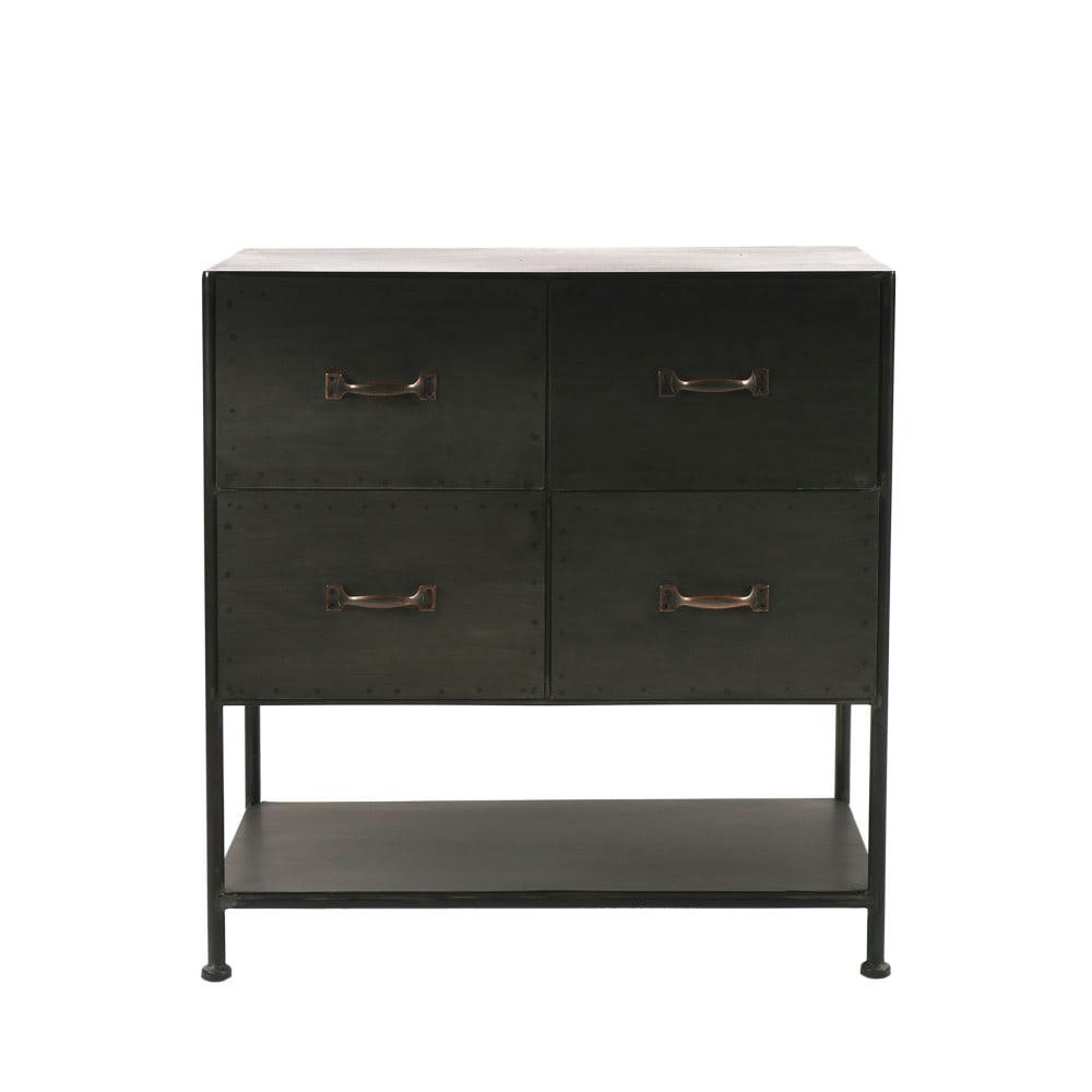 TYPOGRAPHIC - Commode industrielle 4 tiroirs noir patiné