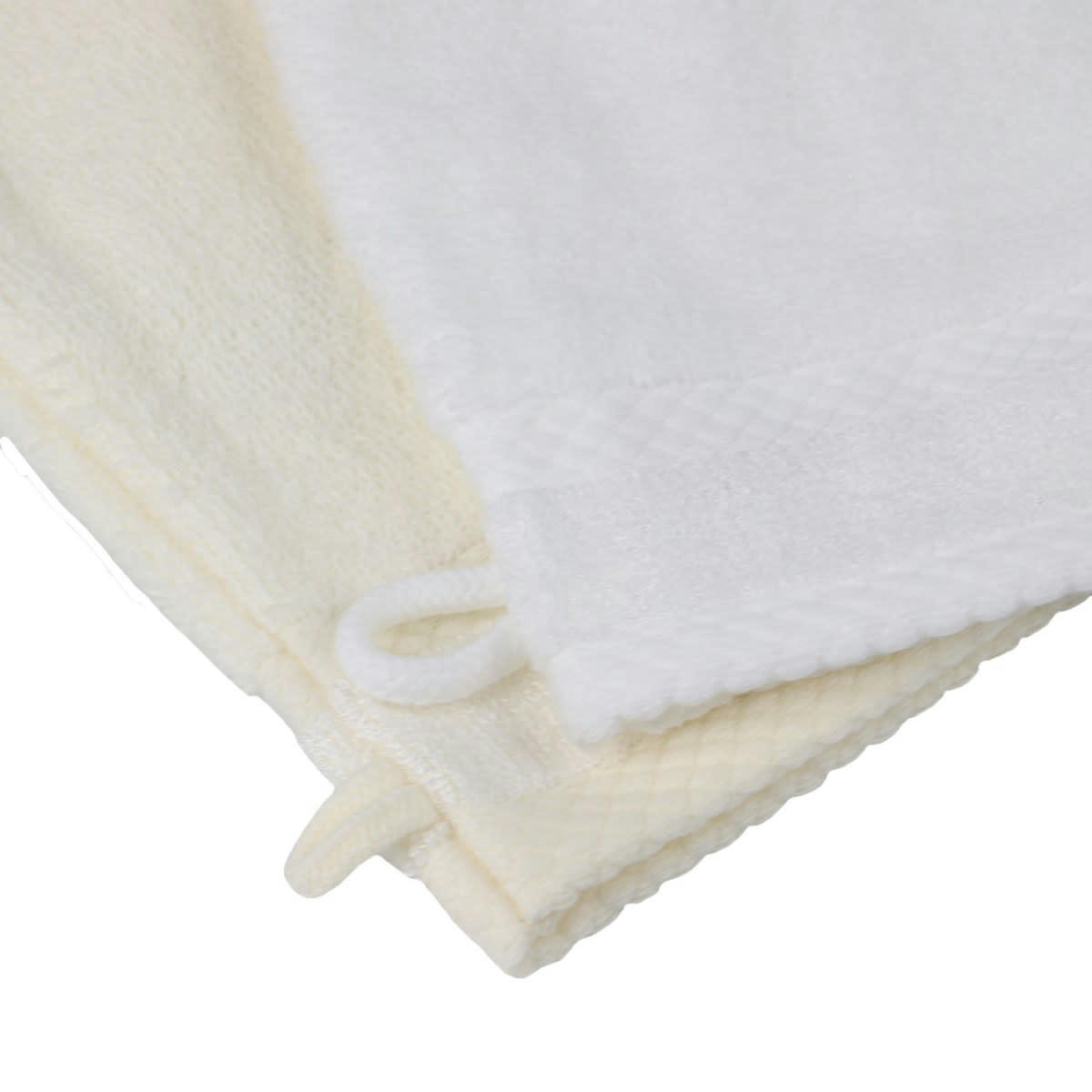 CAPUCINE - Lot de 12 gants de toilette en coton ecru