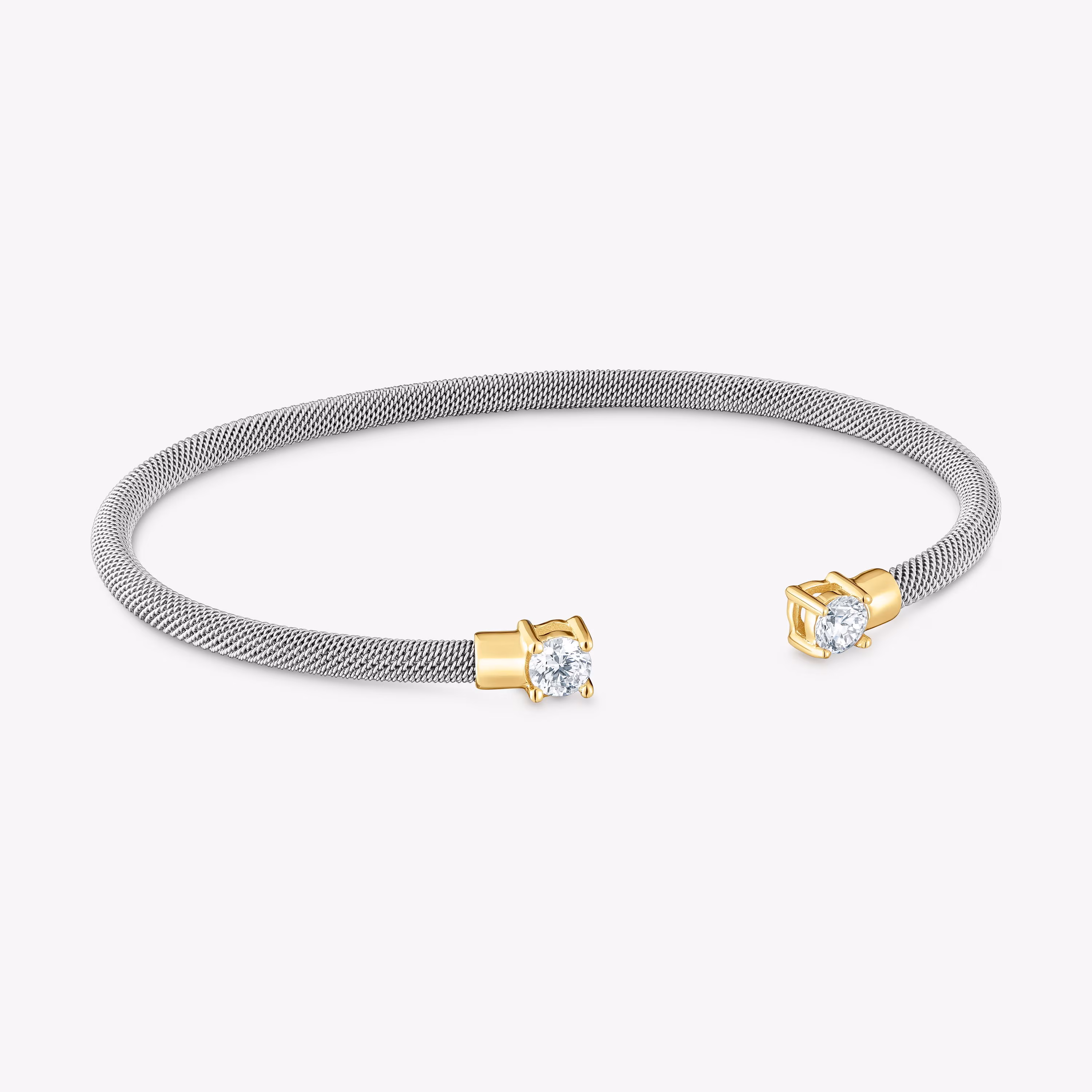 Pulsera esclava acero, oro 14 kt  y diamantes creados en laboratorio TOUS Mesh LGD