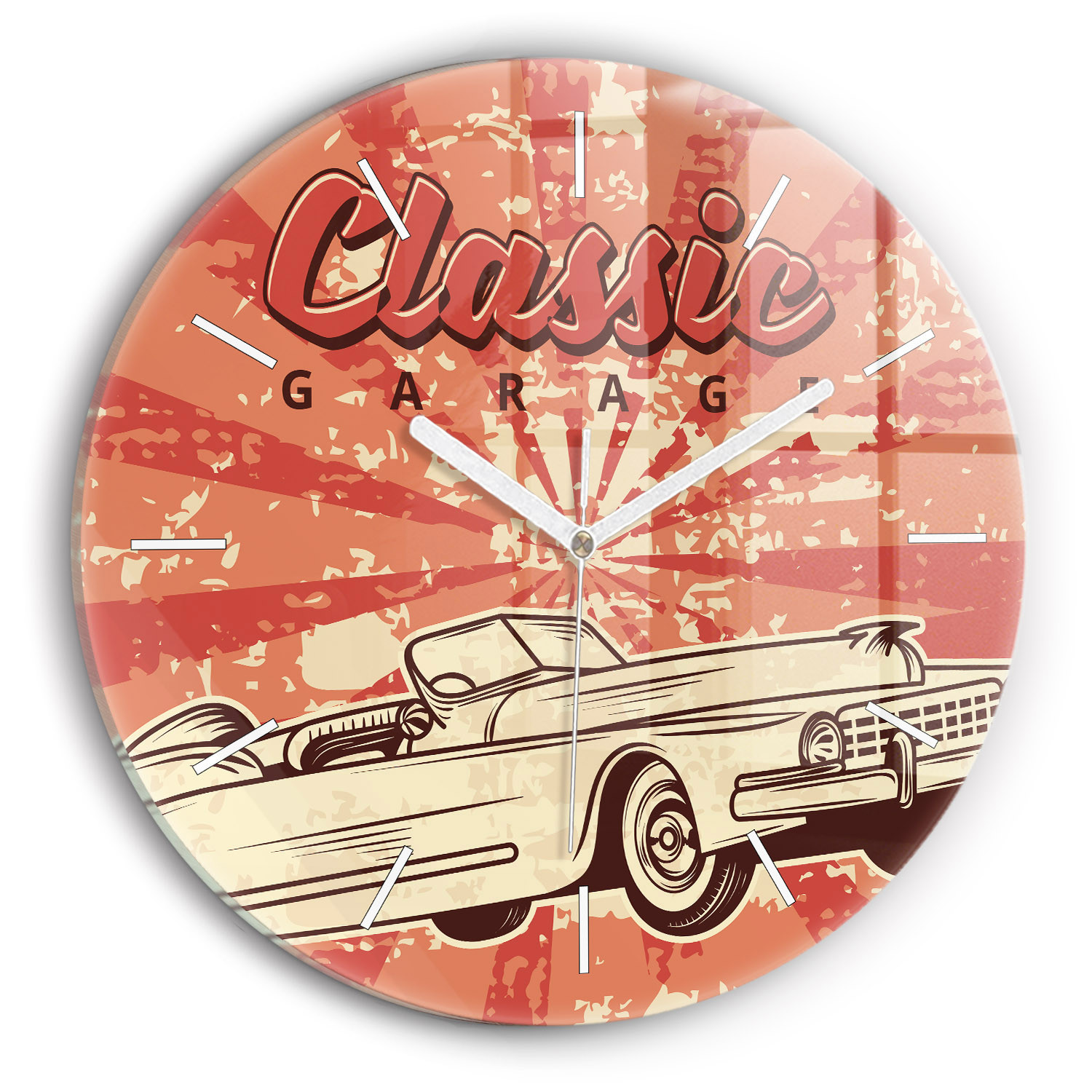 Cichy Zegar Dekoracyjny ścienny Vintage Retro auto fi30