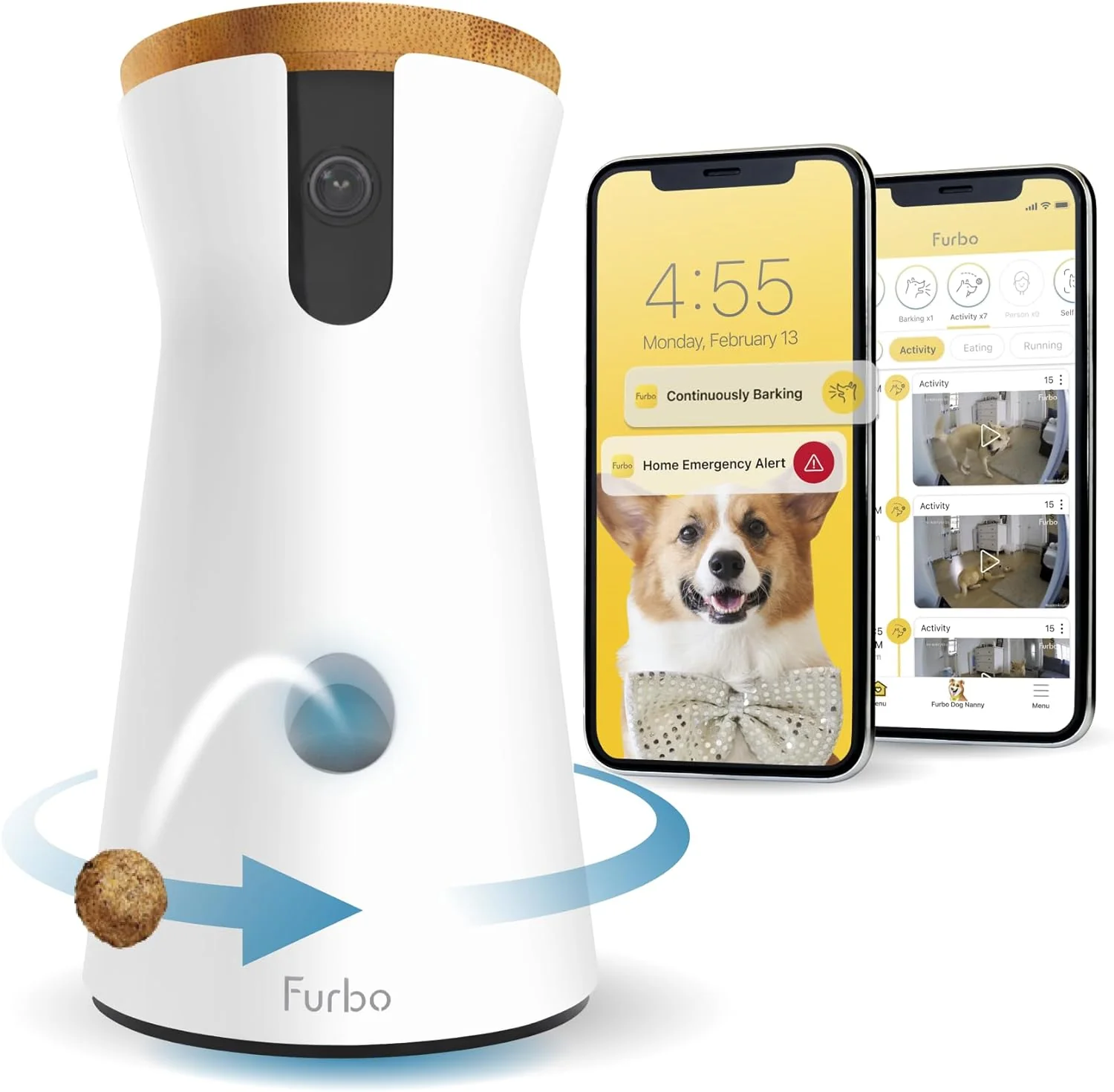 360�� Cat Camera: See Your Cat from Anywhere | Rotating 360�� Cat Tracking, Treat Toss, Color HD Night Vision, 2-Way Audio, Real-Time Notifications, Designed for Cats | Pet Camera w/Phone App(Dog Cam �C Subscription Optional)