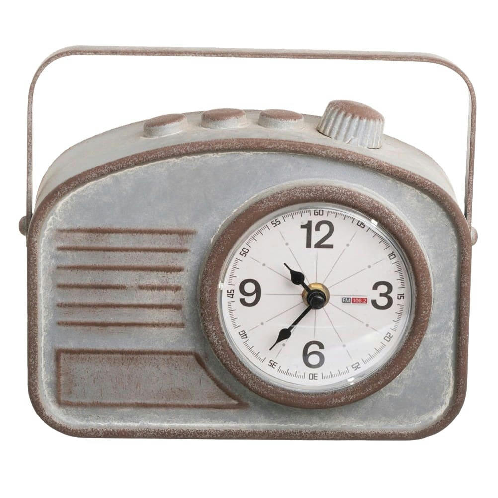 RADIO - Pendule métal vieille radio 24x20
