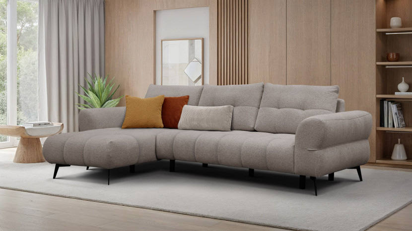 Sofa narożna 4 osobowa lewa SALVINI, ciemnobeżowa