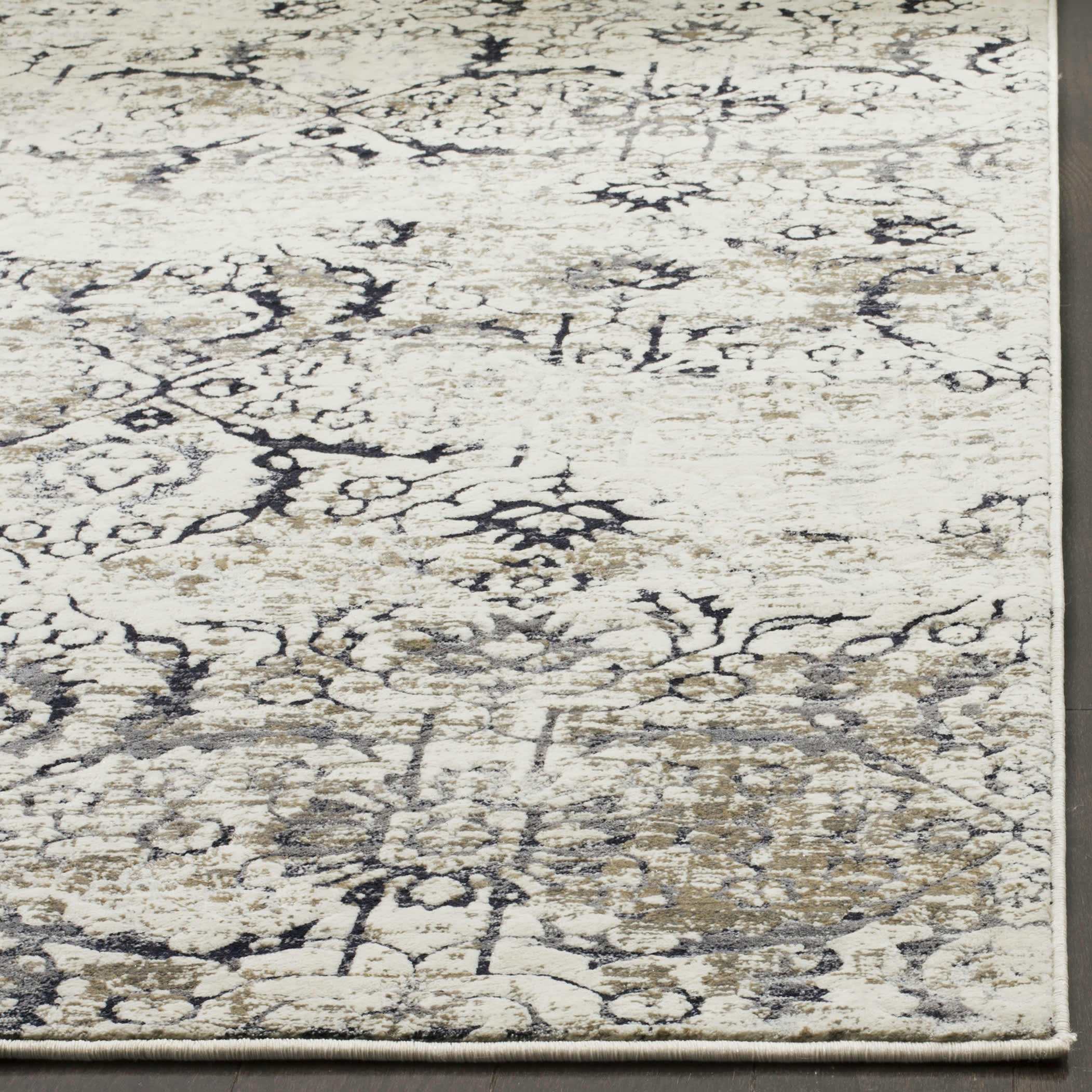 ARTIFACT - Tapis de salon interieur en gris charbon & crème, 122 x 183 cm