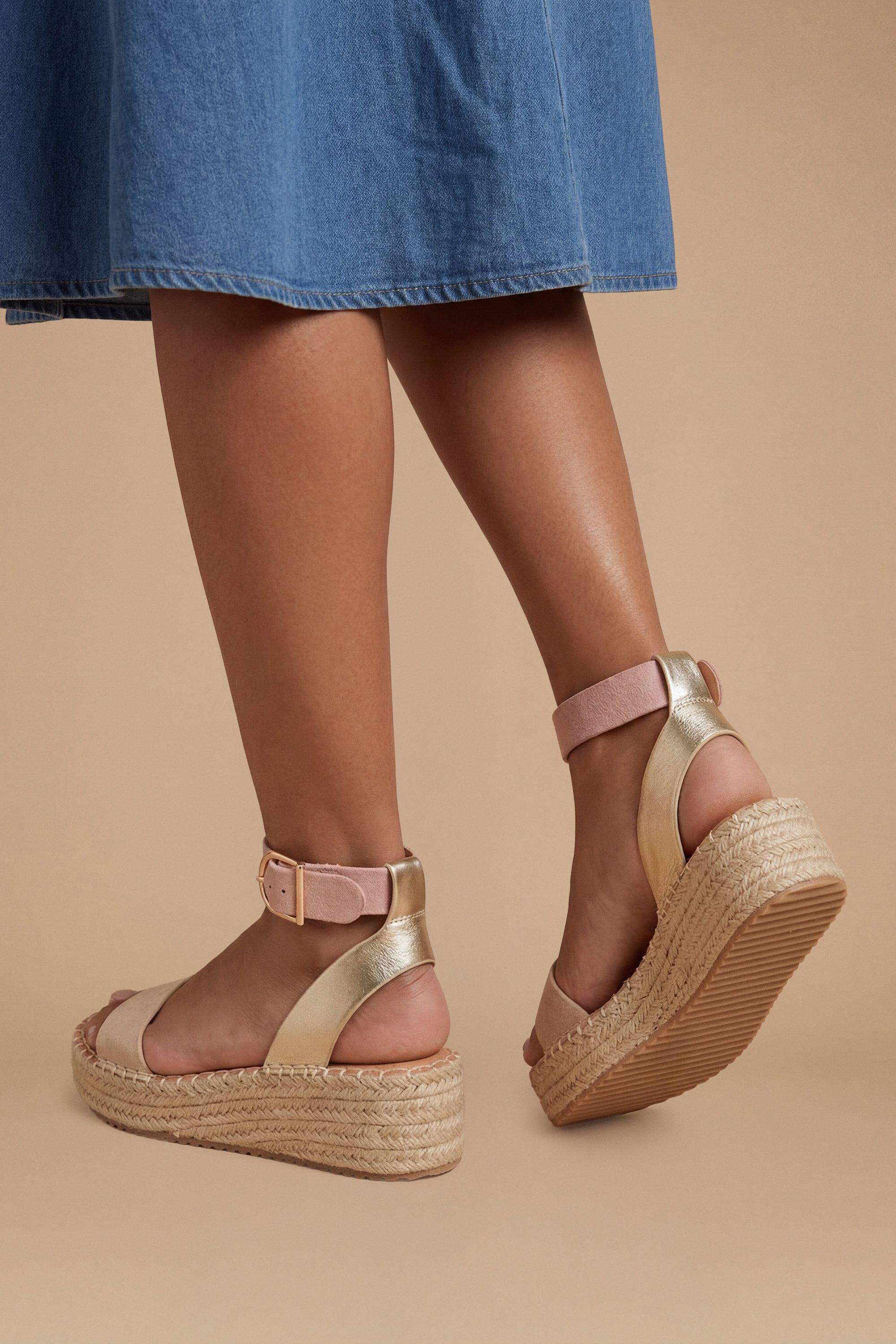 Dorothy Perkins Riva Faux Suede Strap Medium Espadrille Wedge Sandals