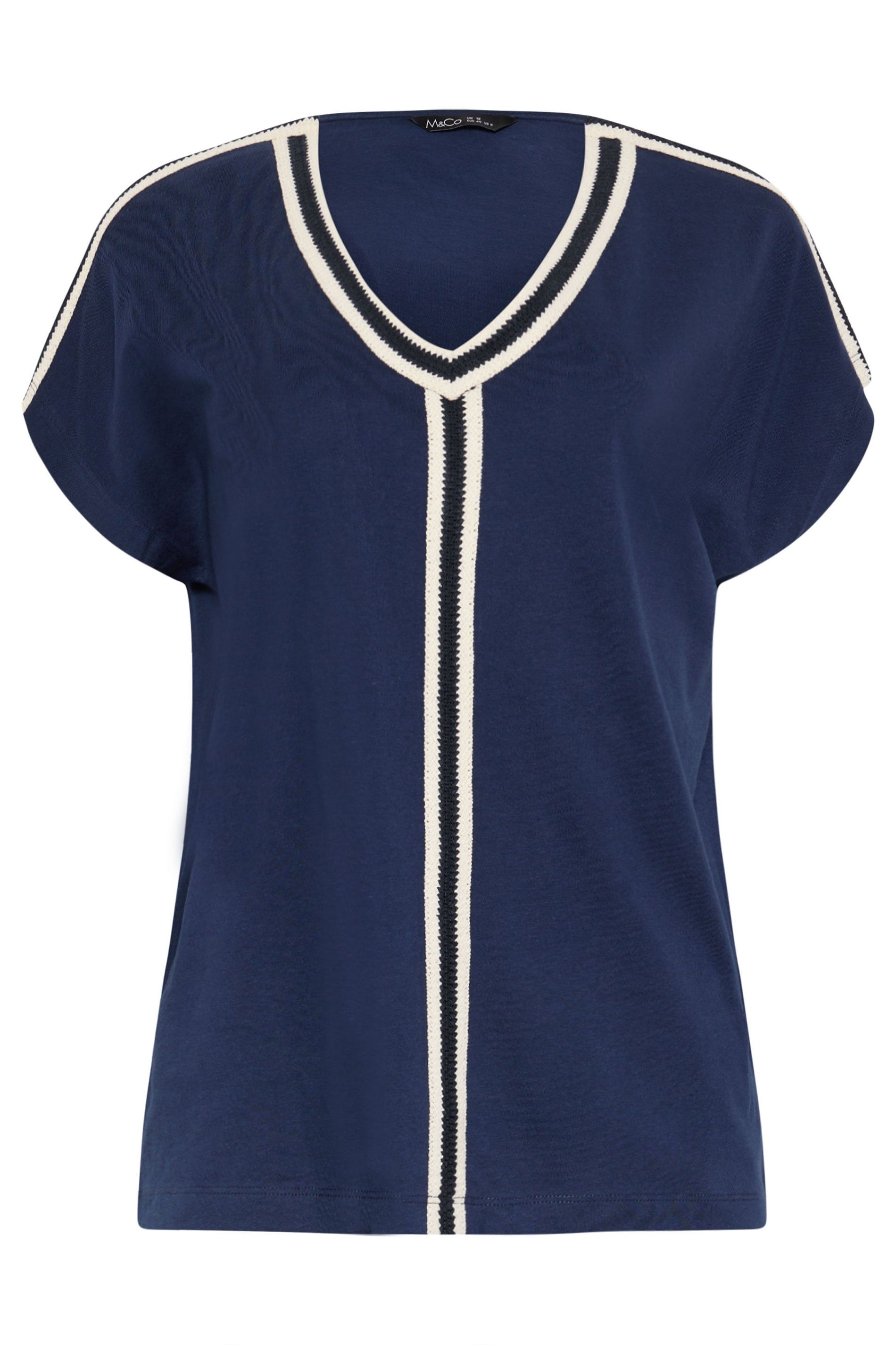 M&Co Contrast Trim Cotton Short Sleeve T-Shirt