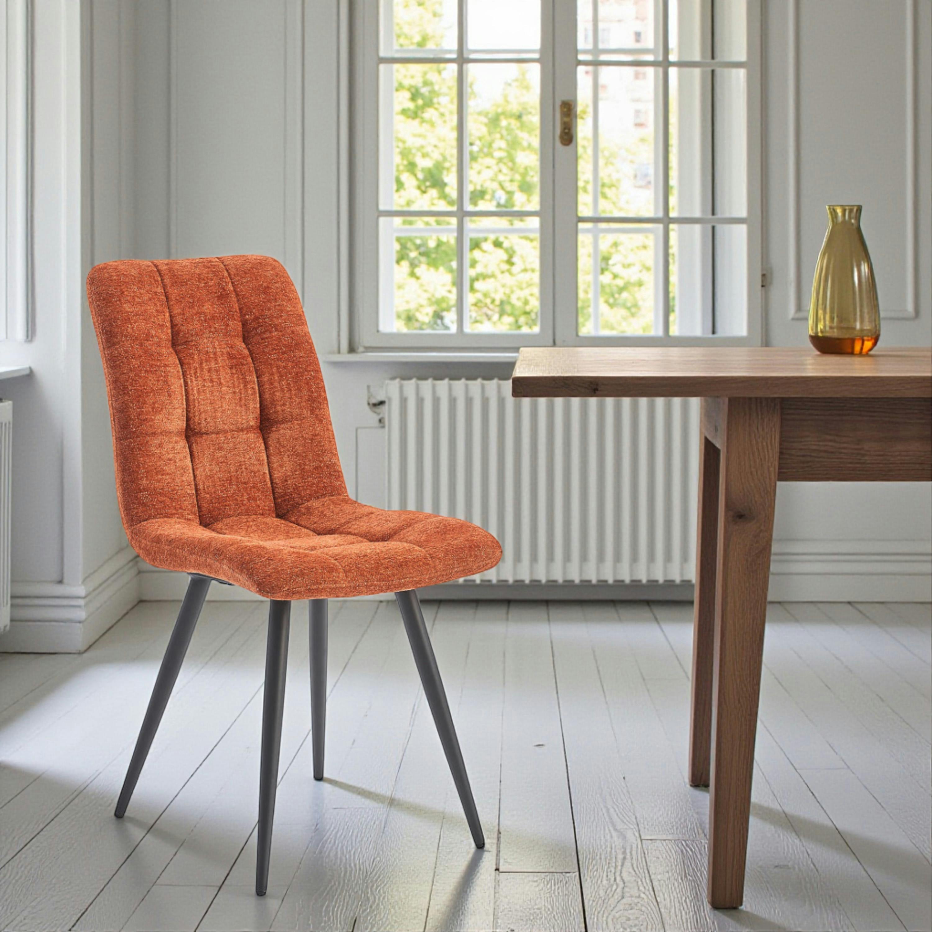 Chaise en tissu terracotta motif damier (lot de 2) LOMBARDIE