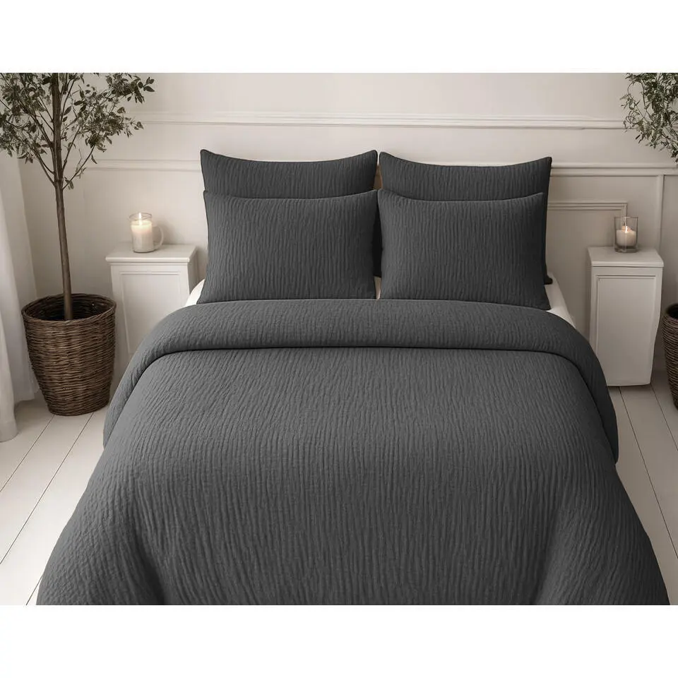 Dekbed zonder Overtrek �?Luxe Mousseline �?Superzacht Katoen �?Antraciet 200x200