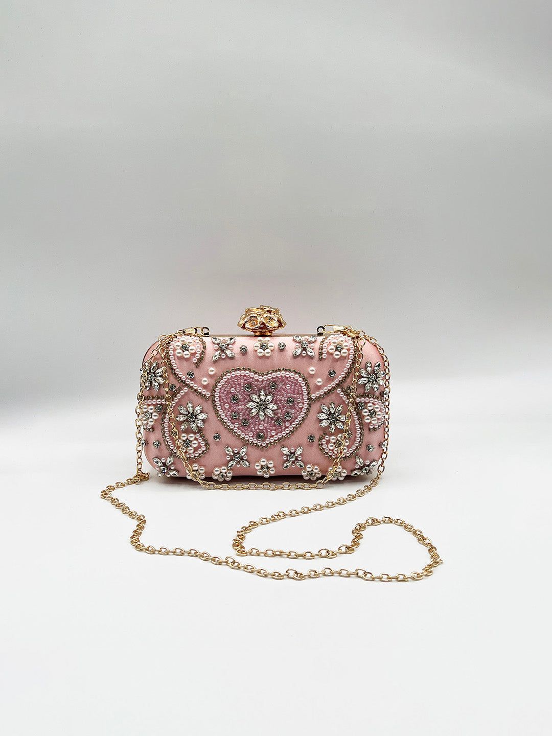 SVNX Heart Beaded Clutch Bag