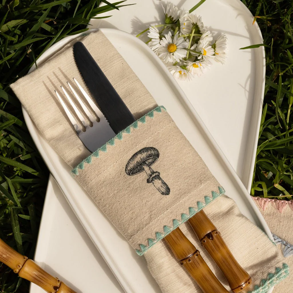 Anel com Guardanapo de Algodão Cogumelo Verde PORTOBELLO