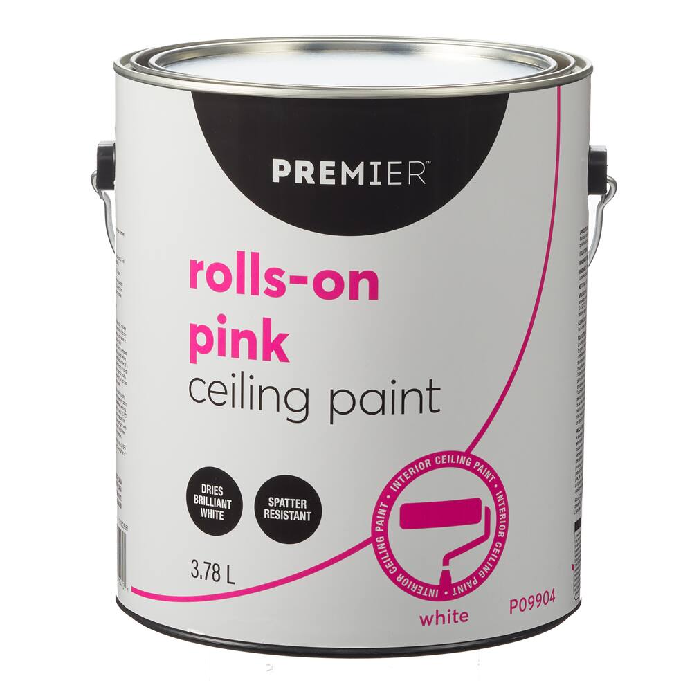 Premier Rolls-On Pink Interior Ceiling Paint, White, 3.78-L/1-Gallon