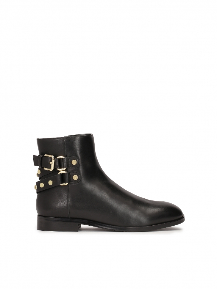 Black boots with rhinestones on a flat sole