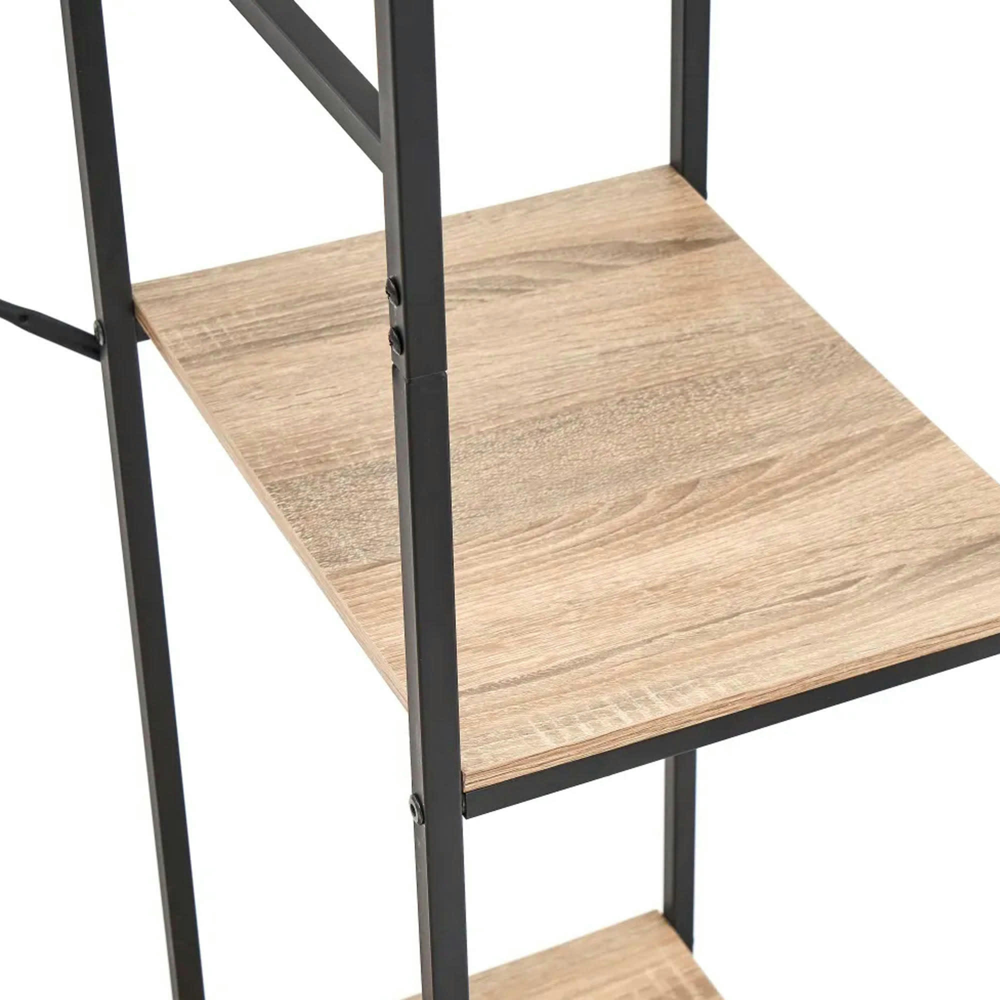 - Étagère avec portant en bois et métal noir 90x40x165cm