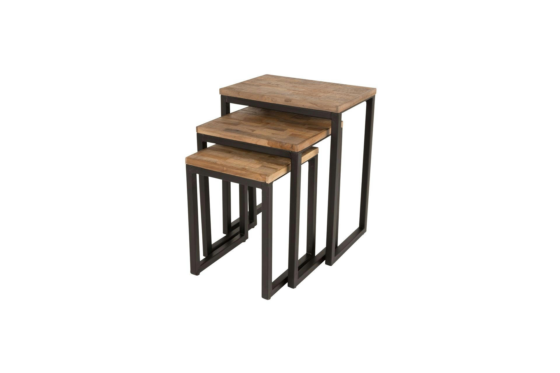 SURI - Set de 3 tables d'appoint en bois marron