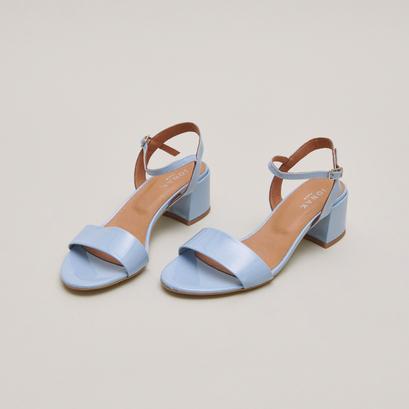 Sandales à talons et bouts rondsen vernis bleu ciel | ANKER