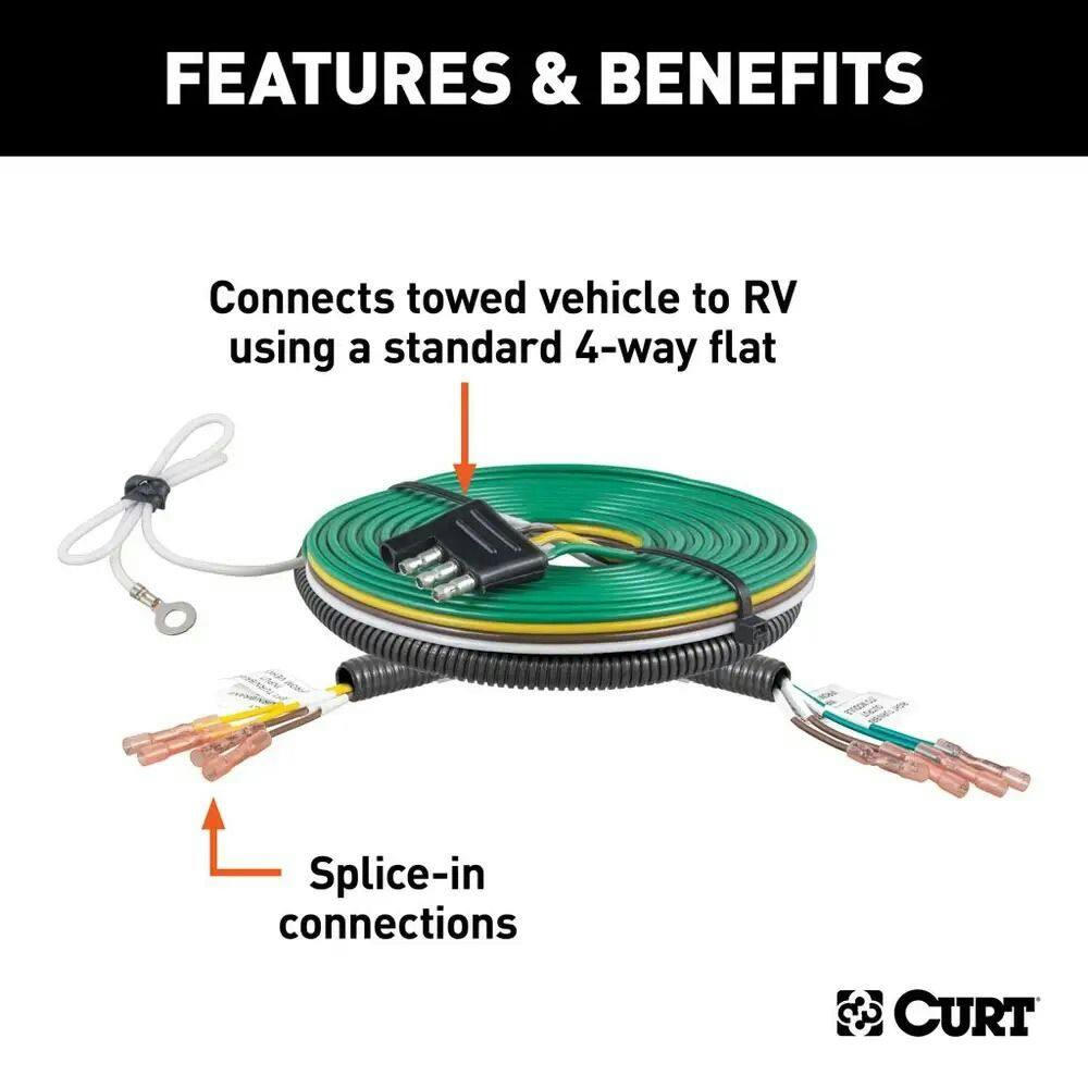 CURT Universal Splice-In Towed-Vehicle Harness for Dinghy Towing