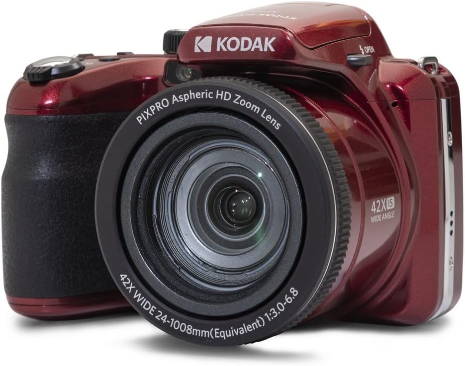 KODAK PIXPRO AZ425-RD 20MP Digital Camera 42X Optical Zoom 24mm Wide Angle 1080P Full HD Video Optical Image Stabilization Li-Ion Battery 3 LCD Vlogging Camera (Red)