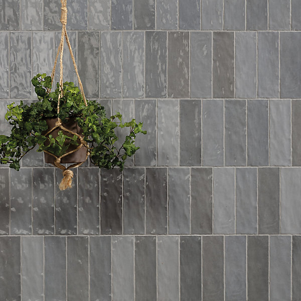 Carrelage effet Zellige Gris 20x6,5x0,85 cm Brillant Orisel - Mur intérieur (vendu par carton de 0,5 m²) - RO'MA CARRELAGE