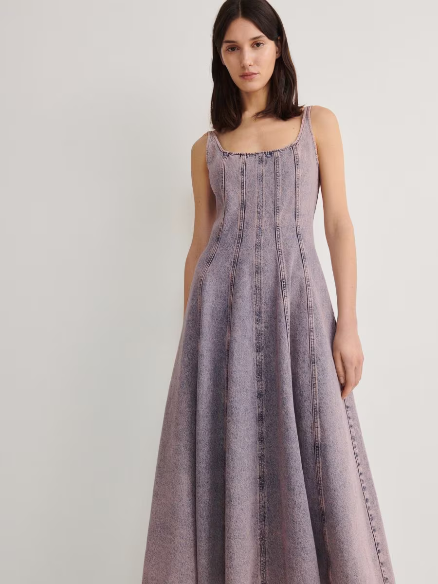 Denim Dress With Stitching