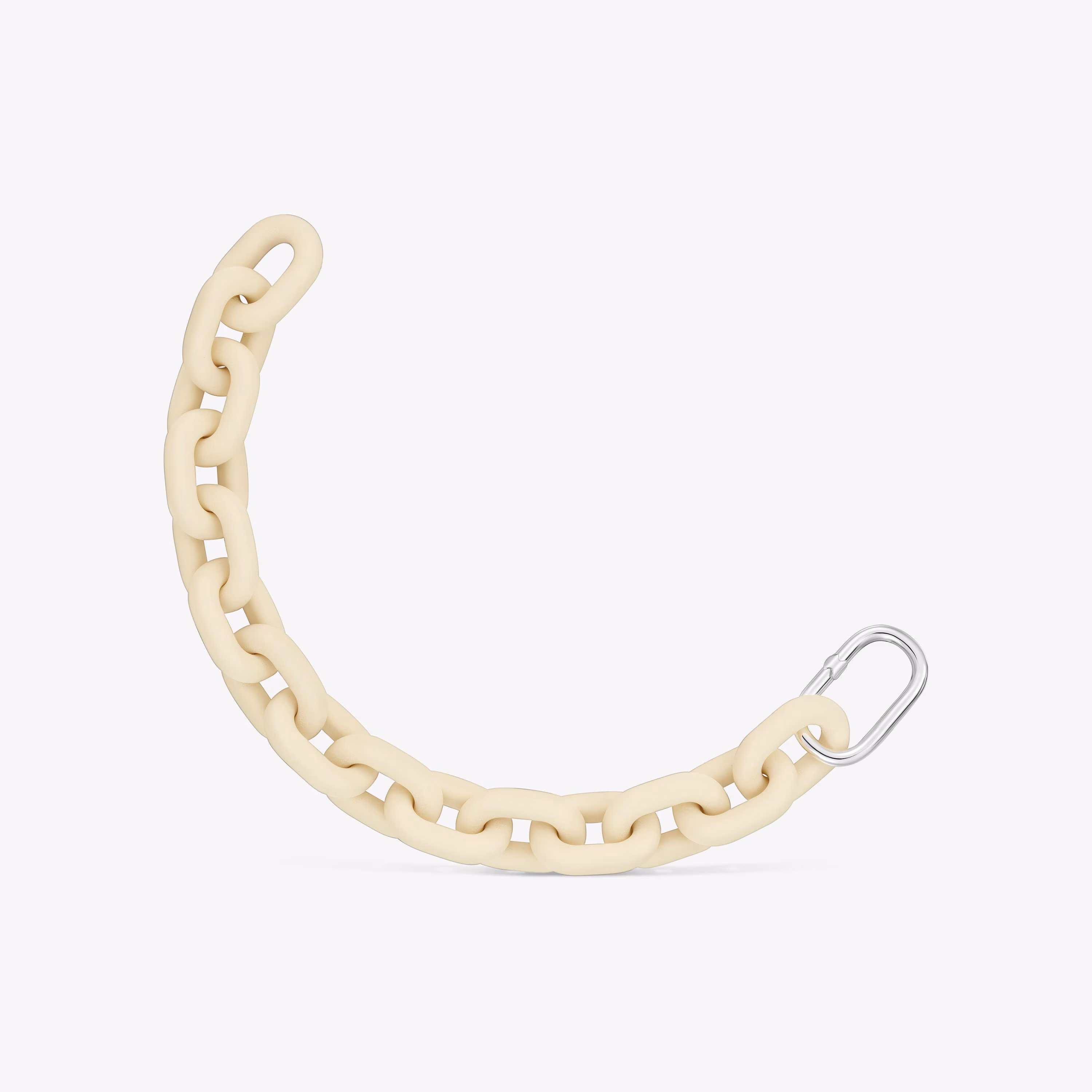 Pulsera cadena de acetato en color beige y anilla de plata Hold Oval