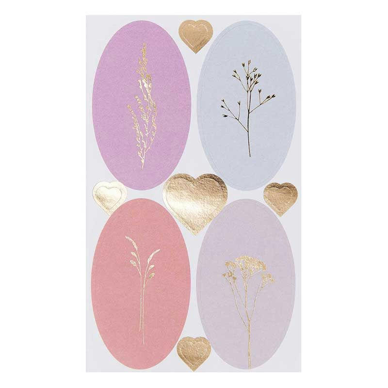 PASTEL - Stickers ovales aux motifs floraux 36 pièces