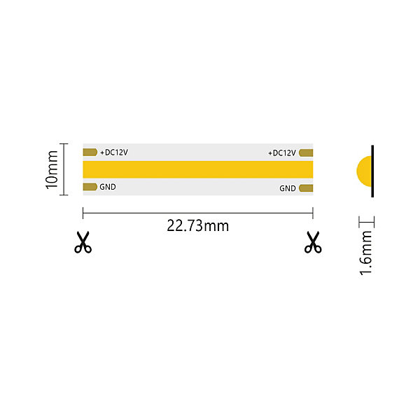 Bande LED COB IP65 monochrome 5m 15W/MT 12V 3000K