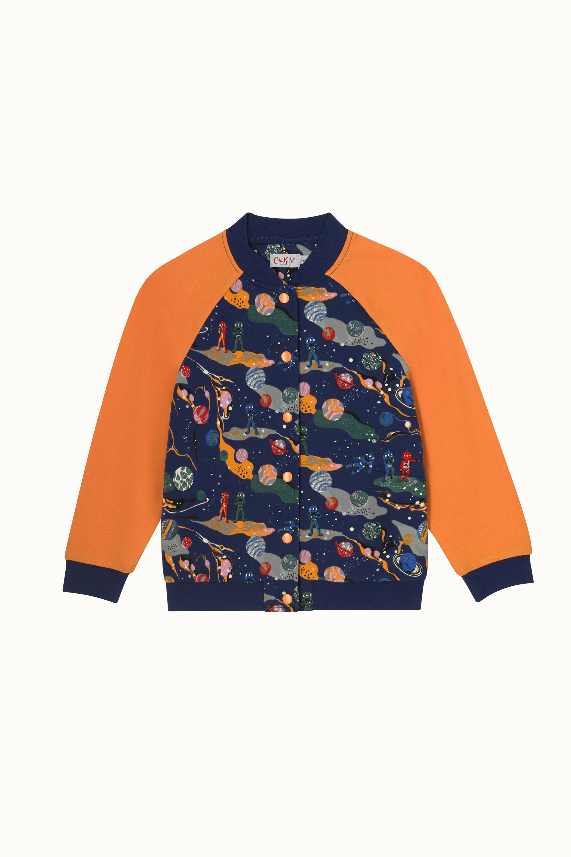 Marble Space Contrast Sleeve Bomber Jacket (1-10 Years)