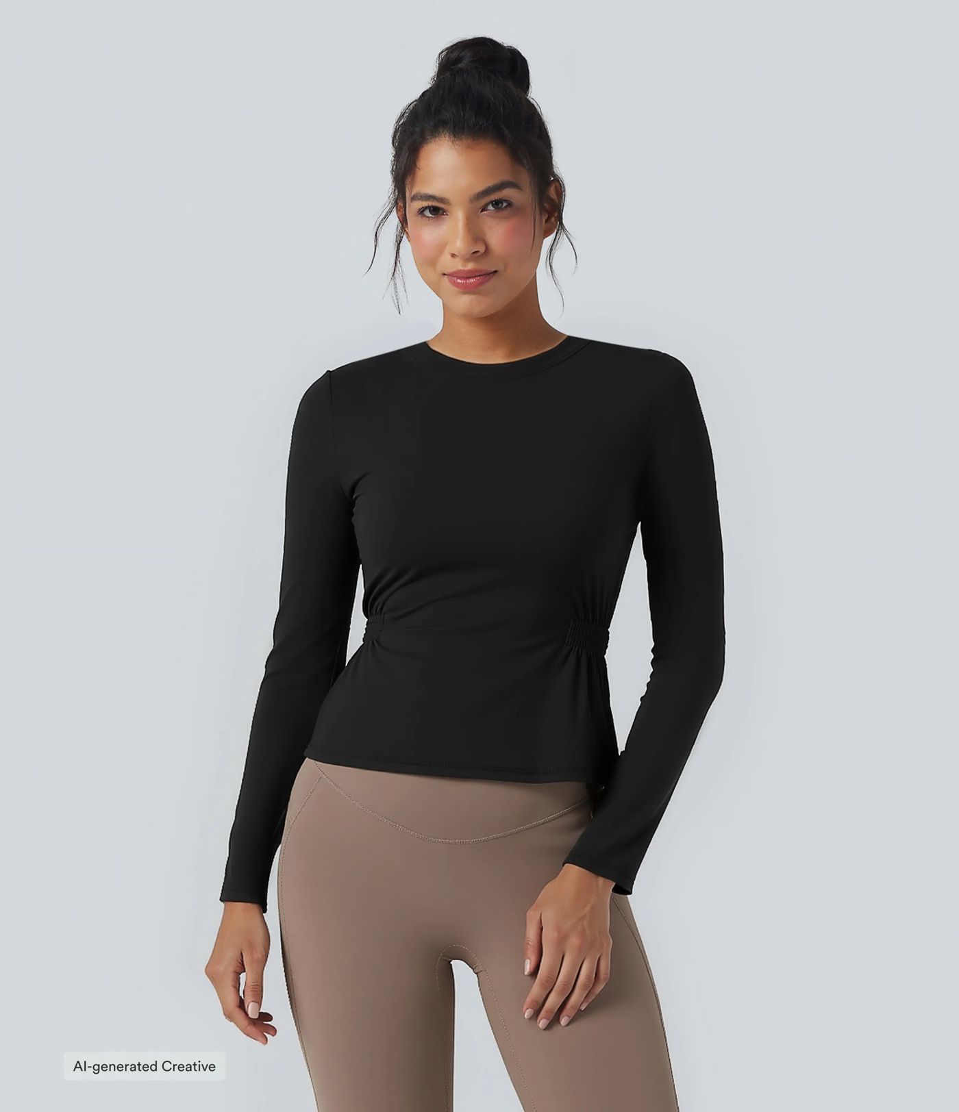Haut de sport yoga SoftlyZero™ Plush manches longues froncé