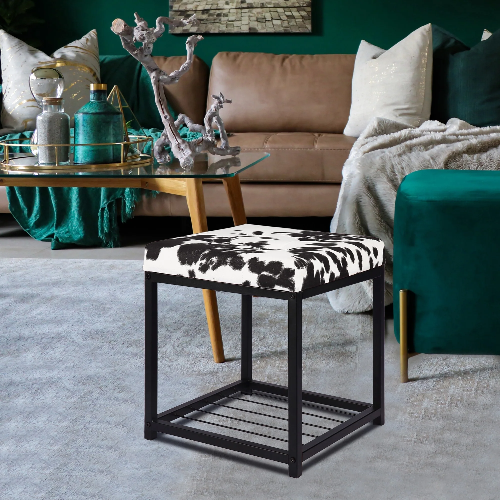 Animal Cube Ottoman,Cute Foot Stool for Living Room, Tufted Vanity Stool-1 Pcs