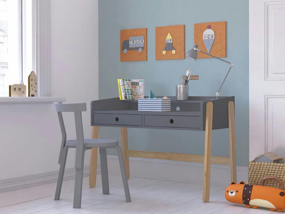 OMAR - Bureau enfant évolutif  gris   effet bois    55x107