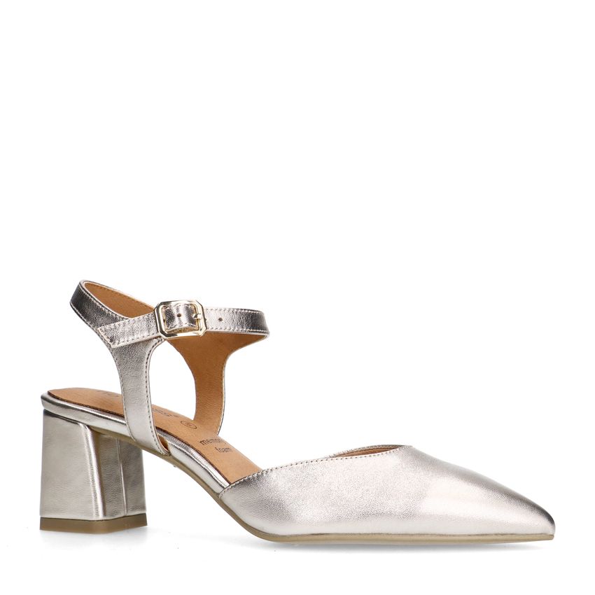 No Stress Goudkleurige leren slingbacks