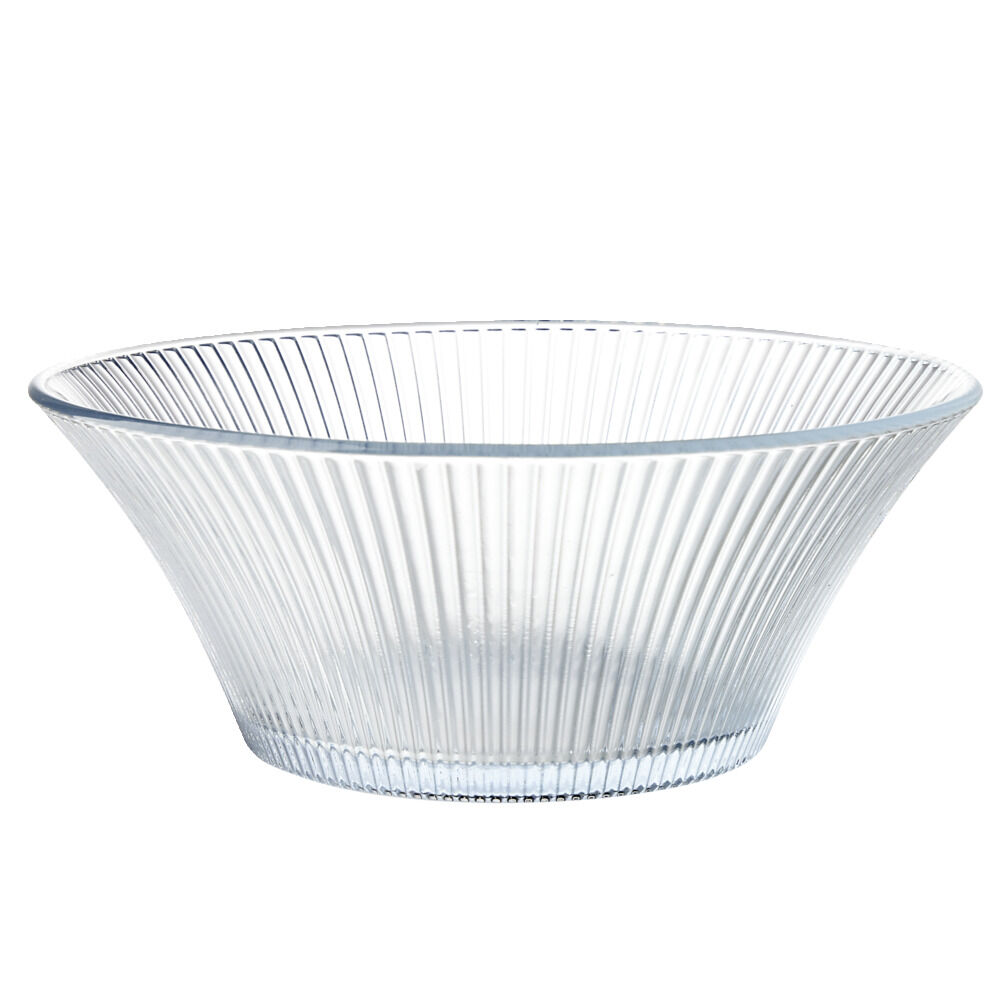 Saladier en verre strié vert Ø22xH8,8cm
