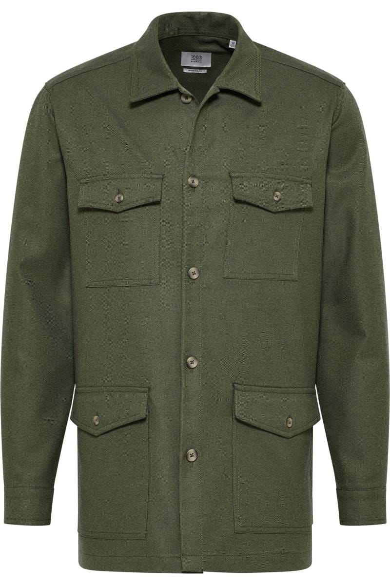 ETERNA 1863 Modern Fit Flanellhemd grün, Einfarbig
