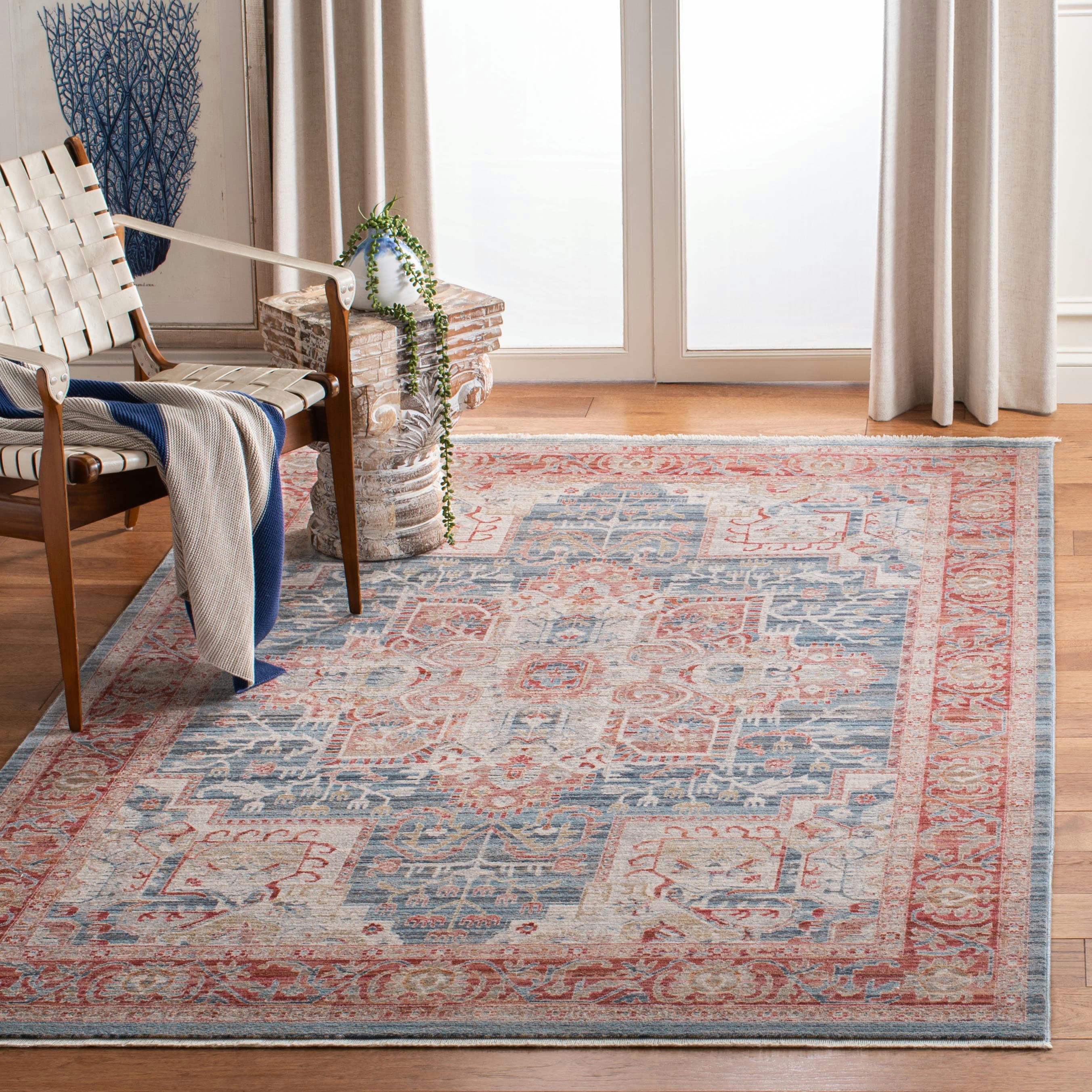 KENITRA - Tapis de salon interieur en bleu & rouge, 122 x 183 cm
