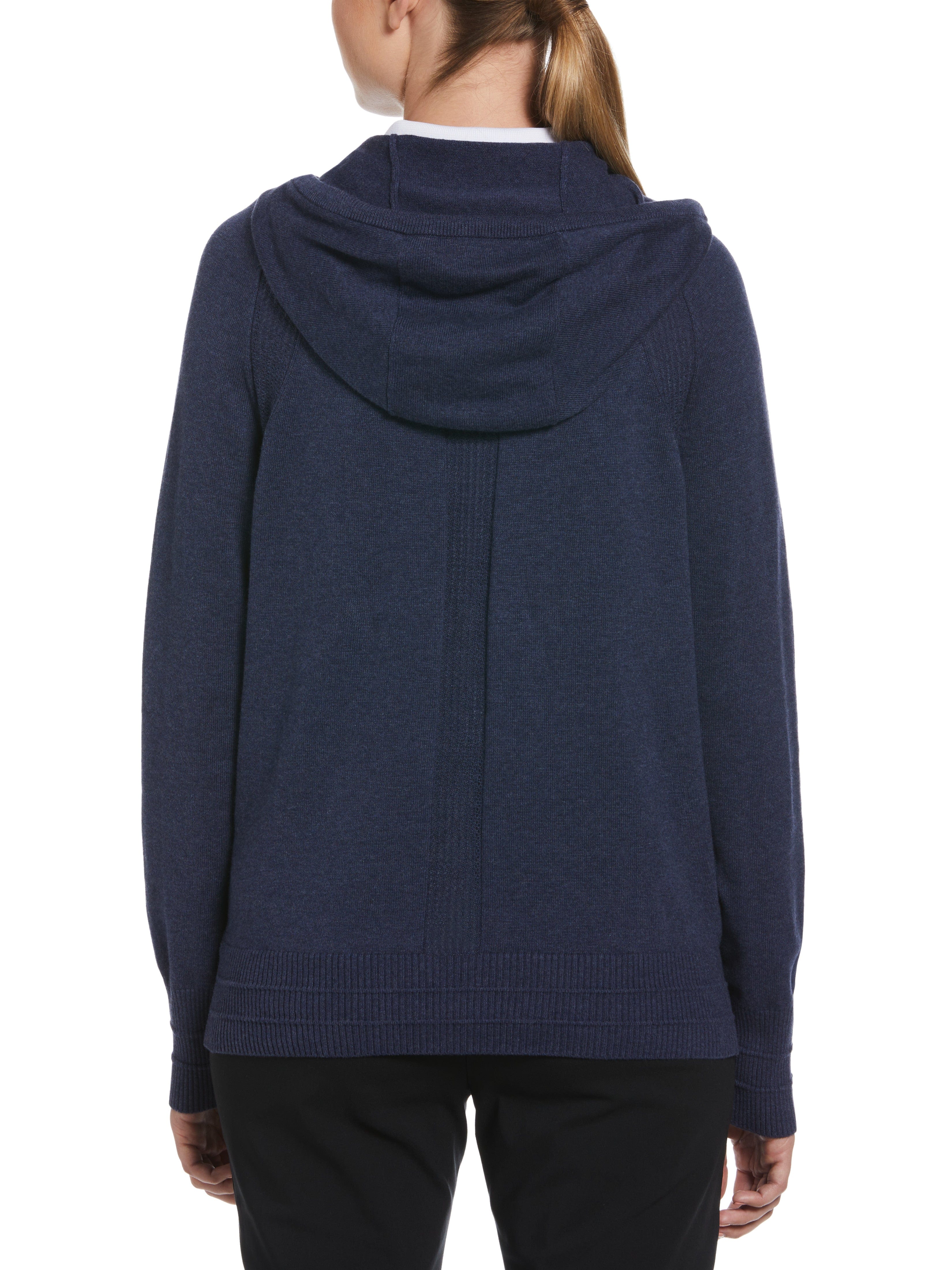 Womens Heather Golf Hoodie with Pointelle Stitch Details