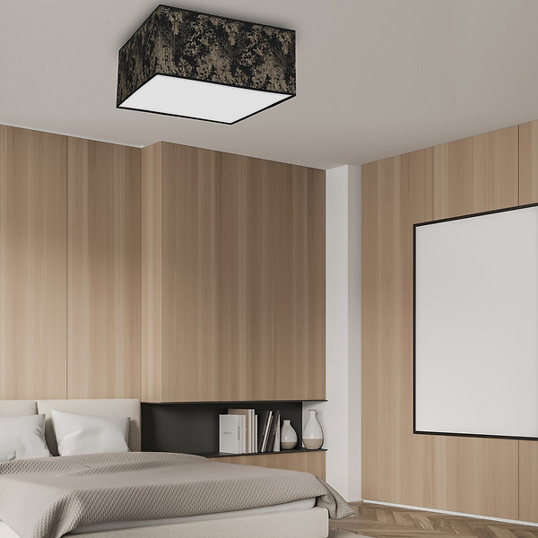 Lampa sufitowa Satino 2-punktowa tkaninowa czarno-złota
