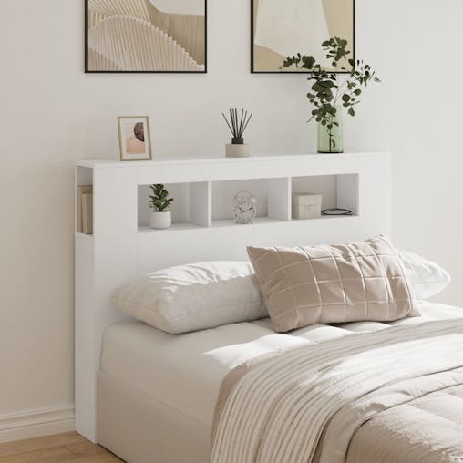 NNEVL LED Headboard White 140x18.5x103.5 cm Engineered Wood