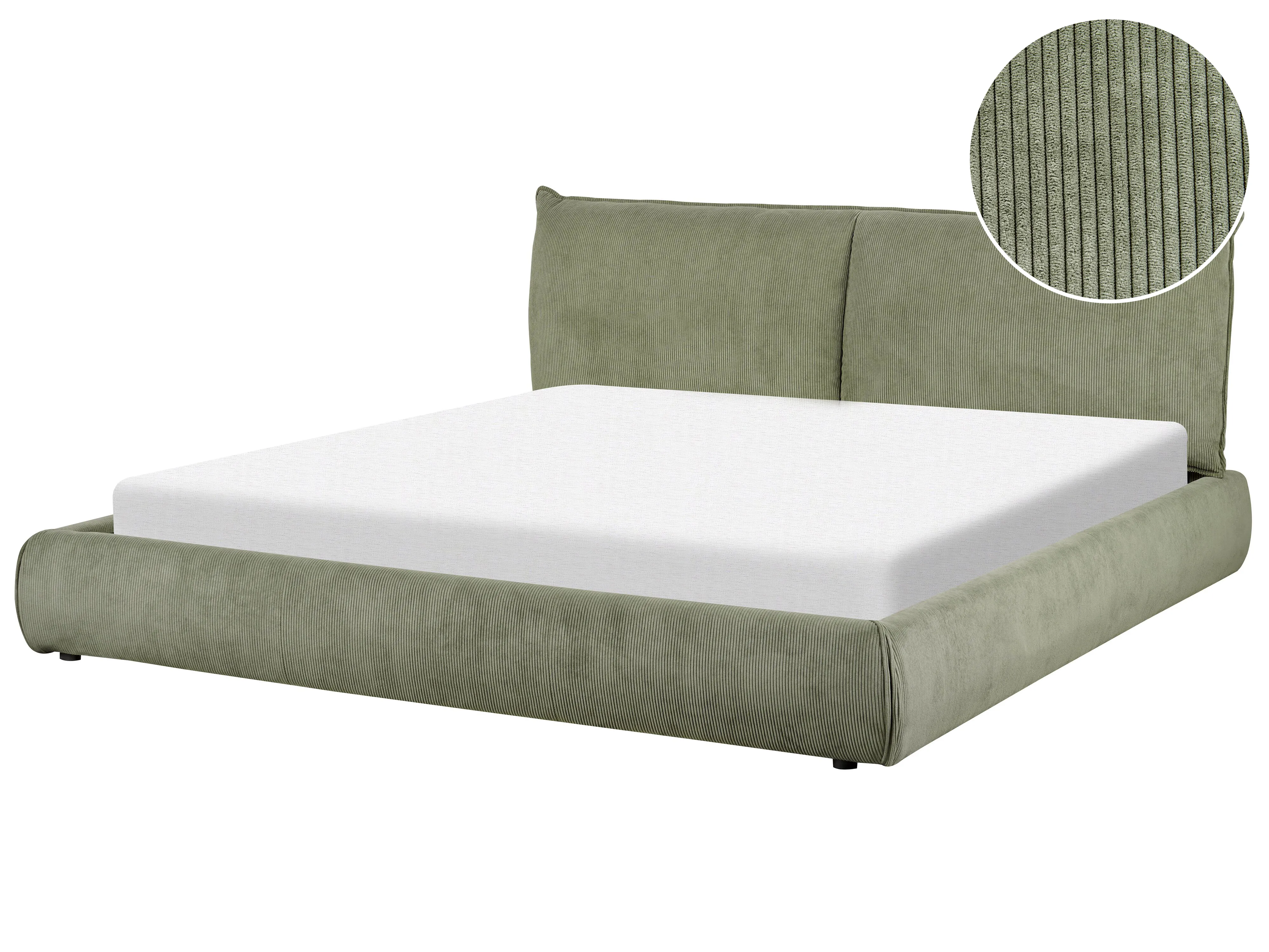 Bed Corduroy VINAY 180 x 200 cm (EU Super King) Olive Green