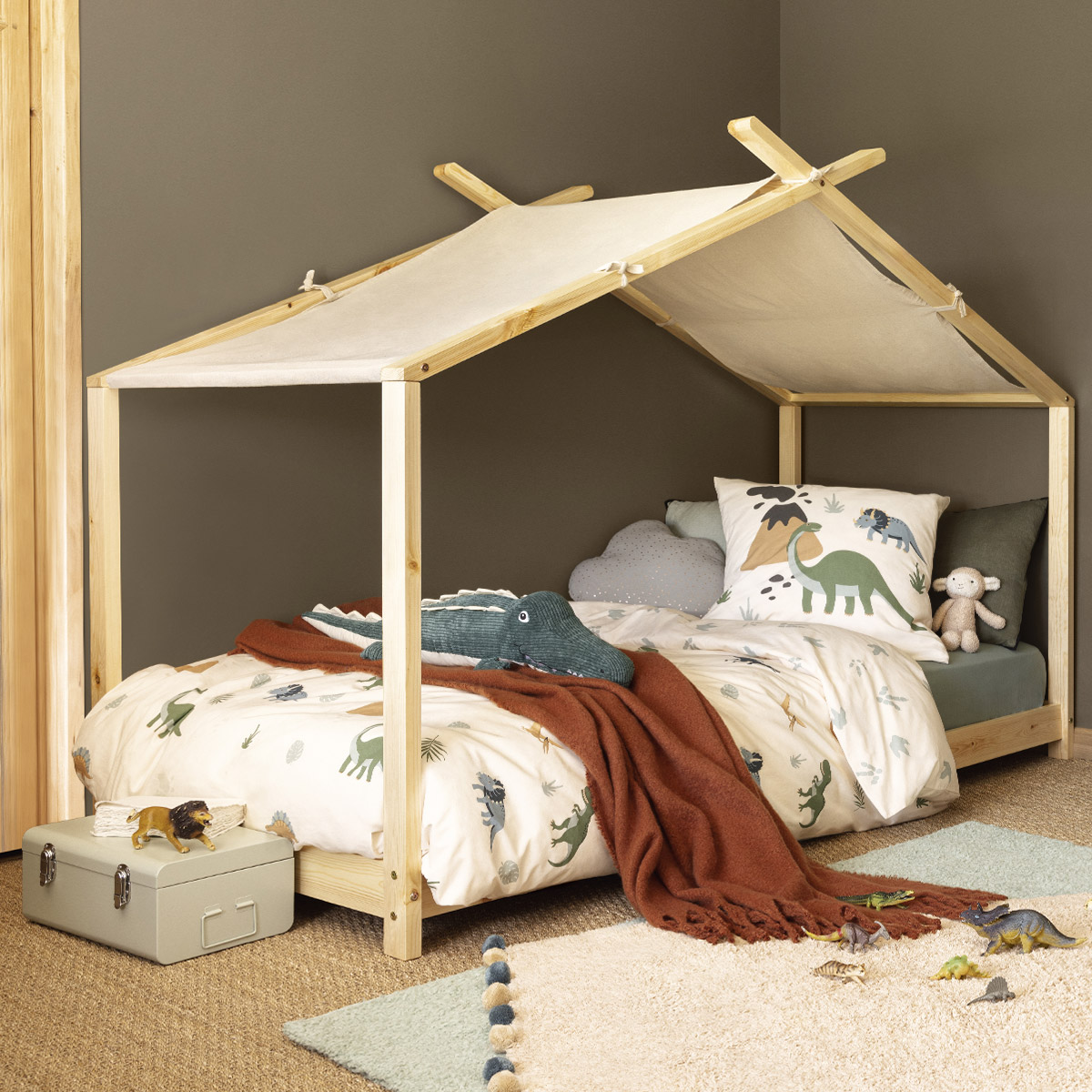 Bed linen set "Dinosaure" Cotton, beige, 140x200 cm