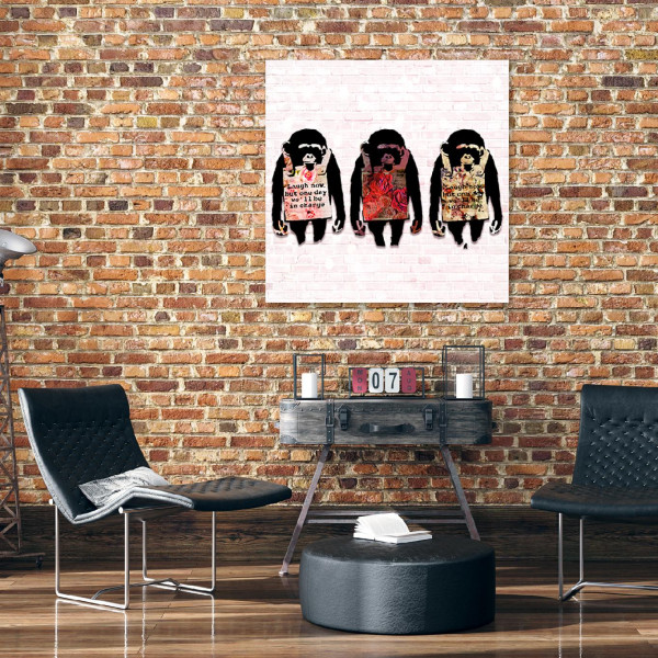 Feeby Obraz na płótnie, Banksy Śmiejcie się małpy 30x30