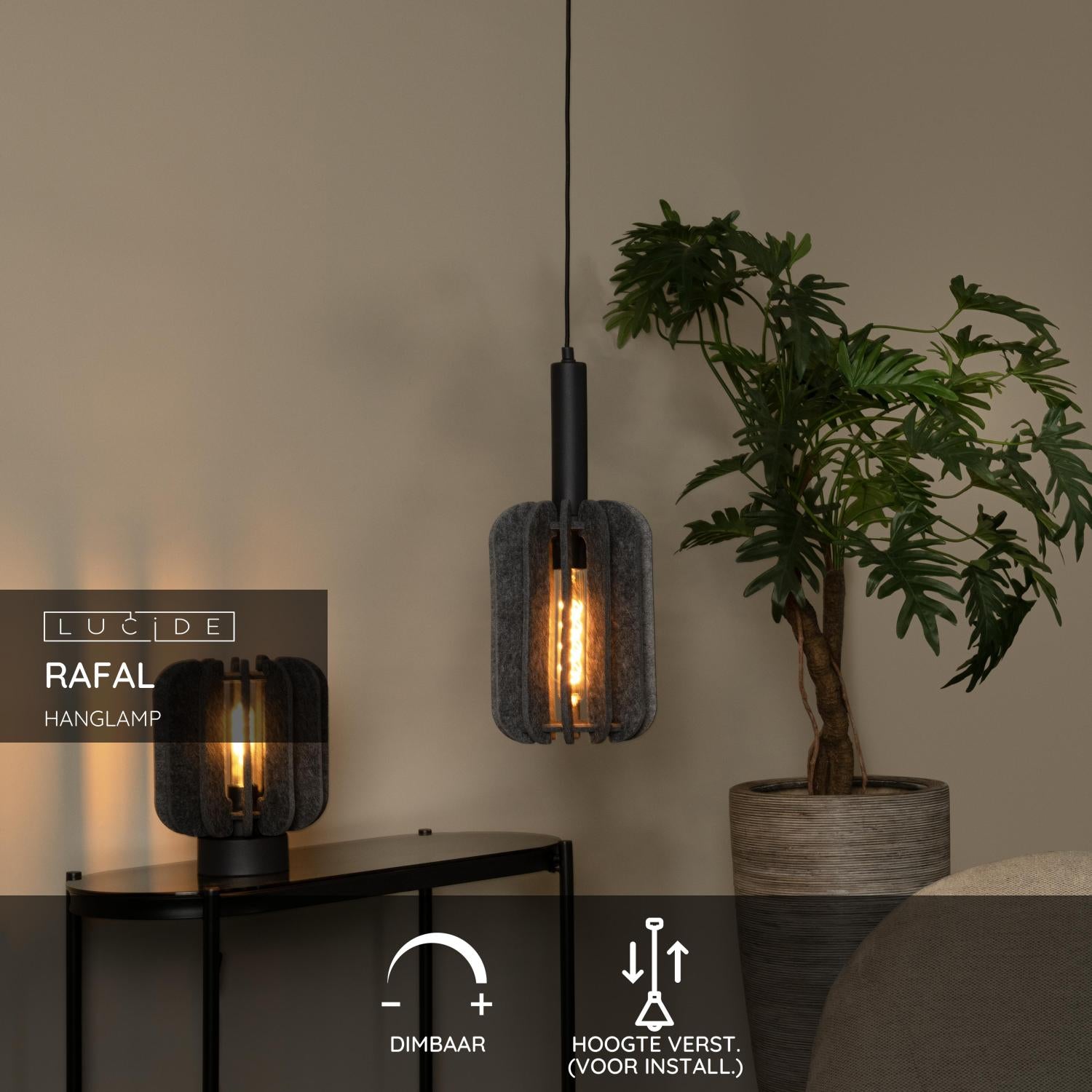 Lucide RAFAL Hanglamp - Grijs
