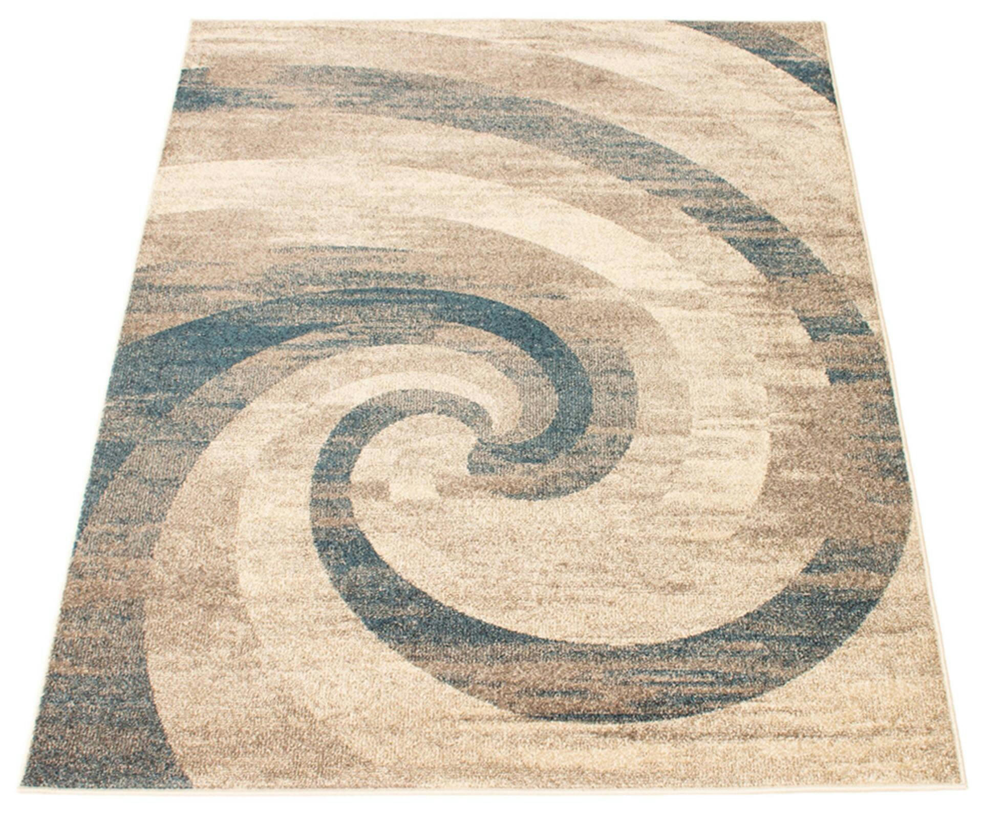 ECARPET Cora Indoor Geometric Area Rug, Ivory/Blue, Assorted Sizes