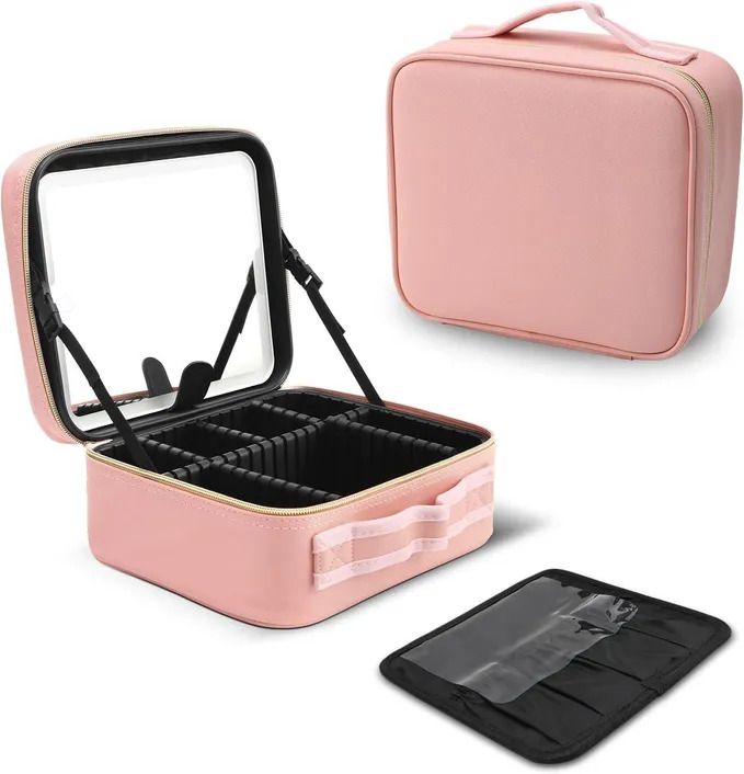 Dragodirect Portable Cosmetic Organizer Bag Make up with LED Mirror case Travel Storage Waterproof