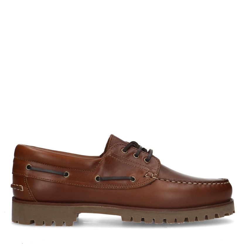 Manfield Cognac leren veterschoenen