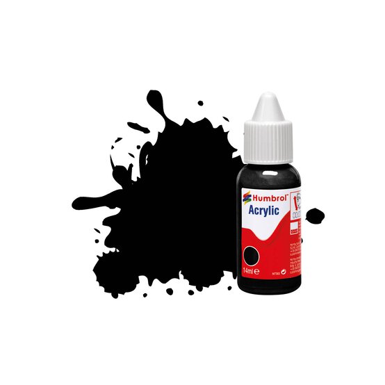 Humbrol 21 Black Gloss Acrylic Paint Dropper 14ml