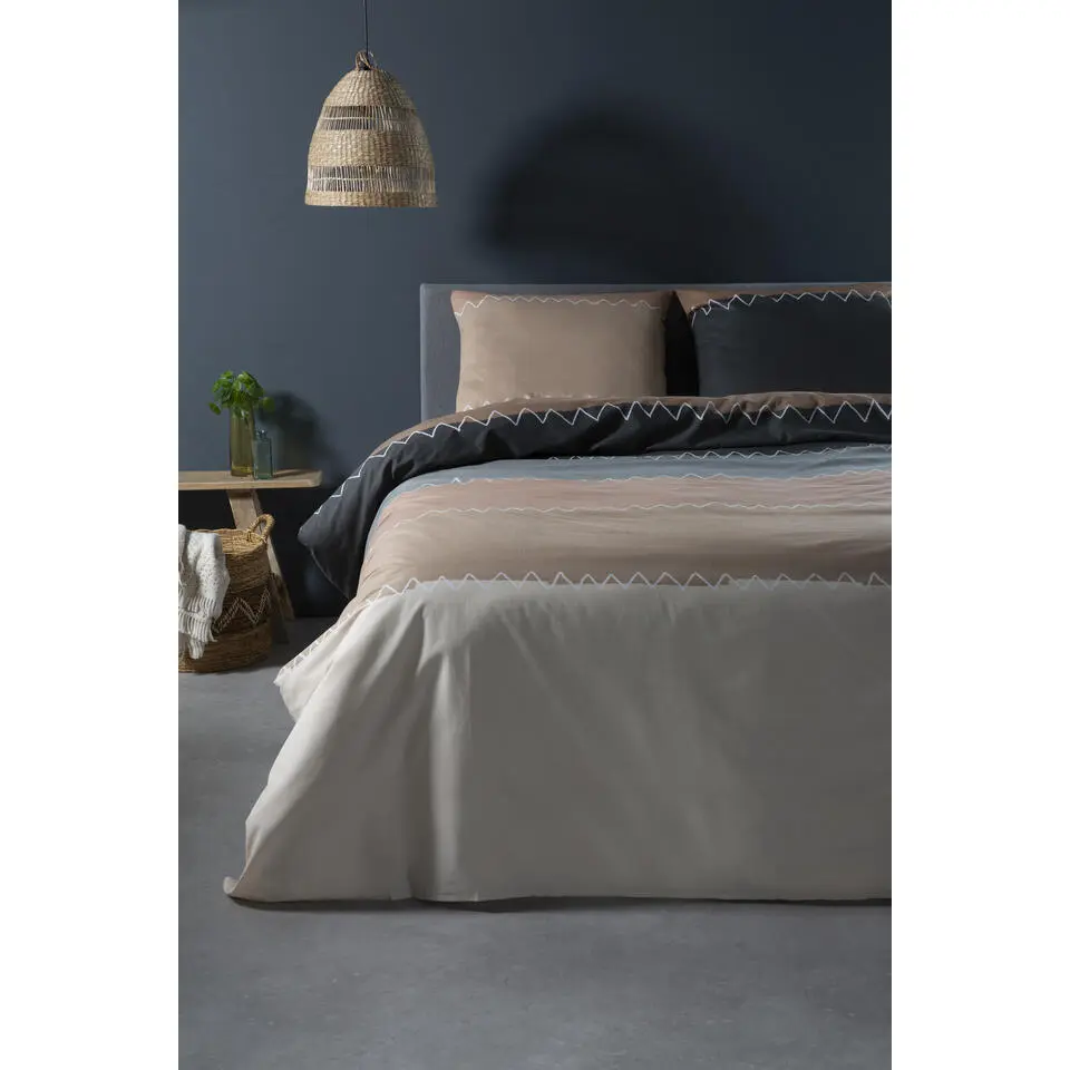 Ten Cate Katoenen Dekbedovertrek - 140x200/220 - Zig Zag Taupe